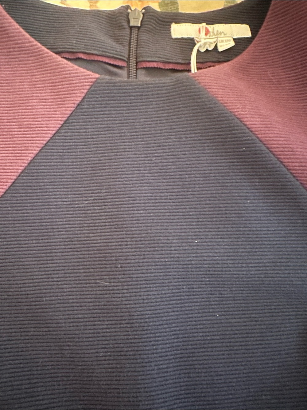 NWT Boden Poppy Ottoman Ponte Navy and Fig Colorblock Sheath Dress Size 8R - Picture 9 of 11